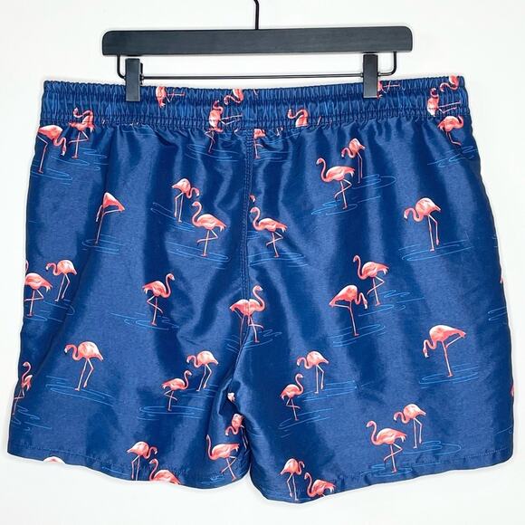 SPERRY navy & pink flamingo print men's swim trunks size XL - Picture 3 of 5